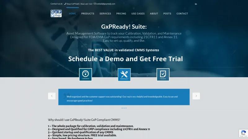 Homepage of GxPReady! Suite