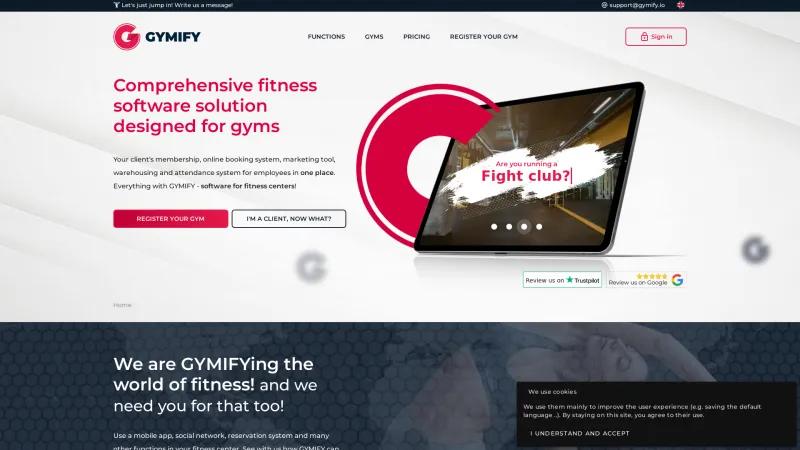 Homepage of Gymify