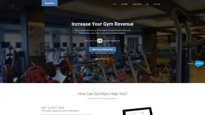 Homepage of GymSym