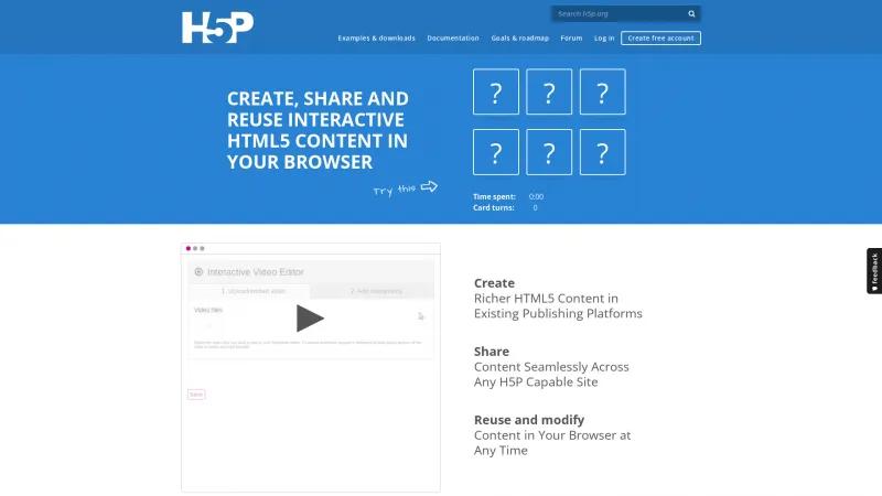 Homepage of H5P