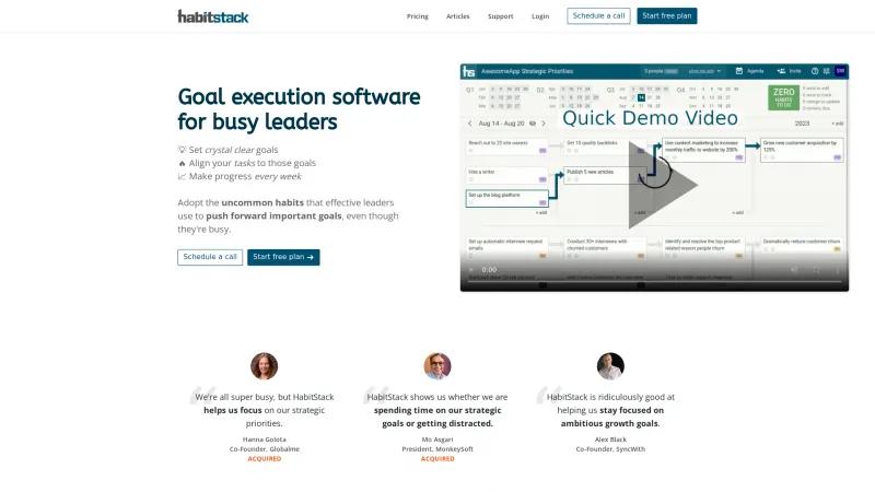 Homepage of HabitStack