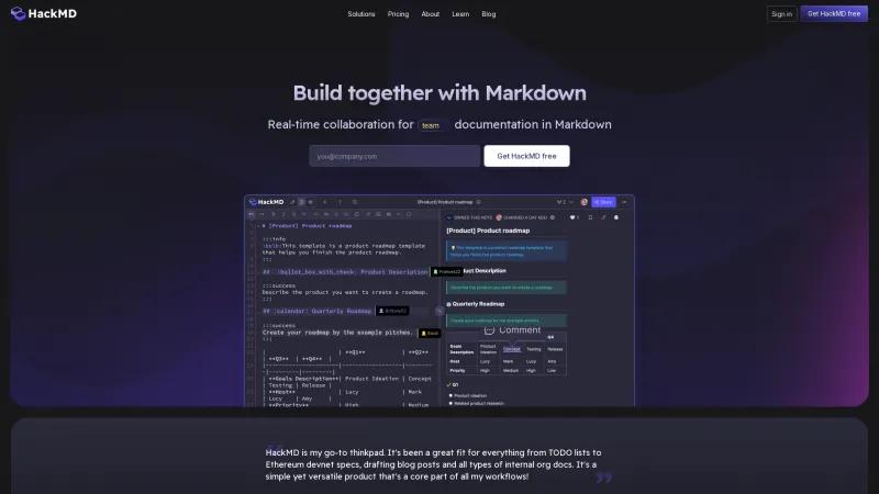 Homepage of HackMD