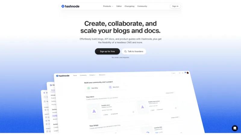 Homepage of Hashnode