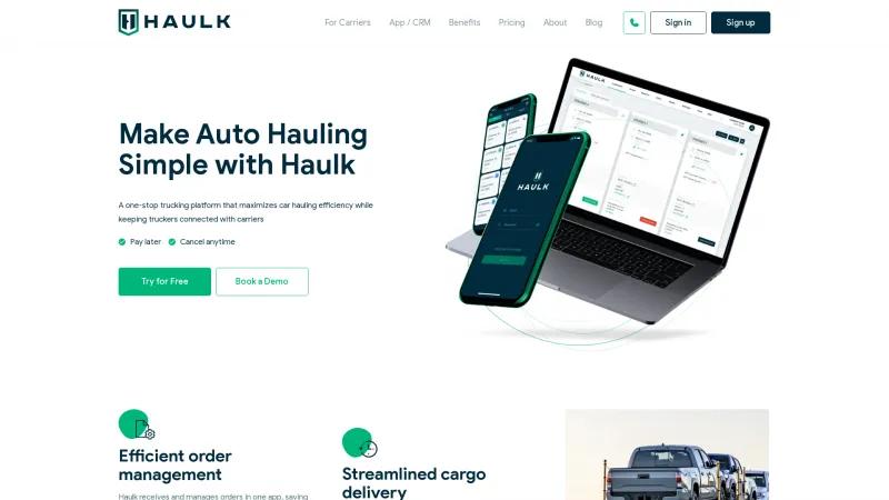 Homepage of Haulk