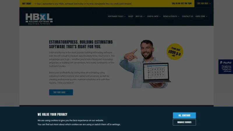 Homepage of EstimatorXpress