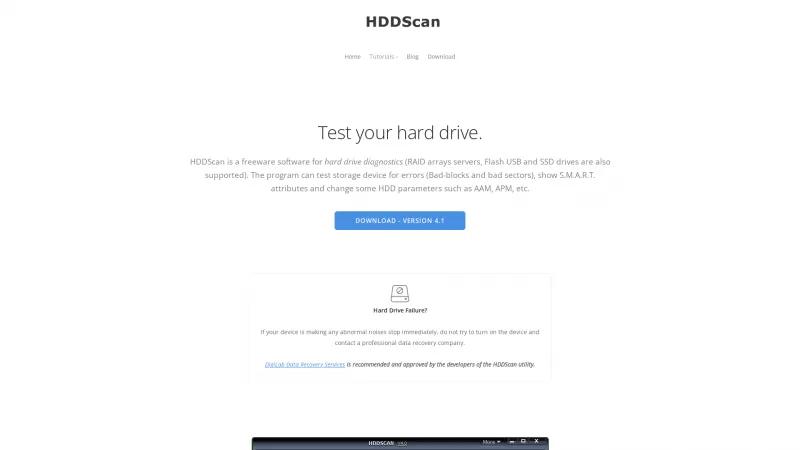 Homepage of HDDScan