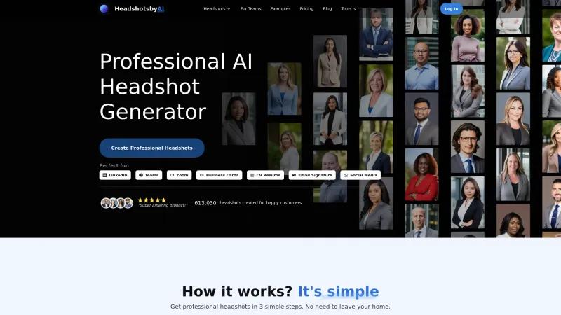 Homepage of Headshots by AI