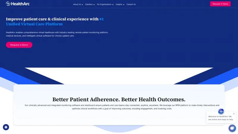 Homepage of HealthArc