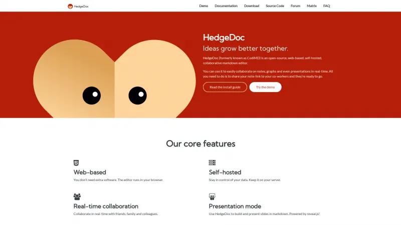 Homepage of HedgeDoc