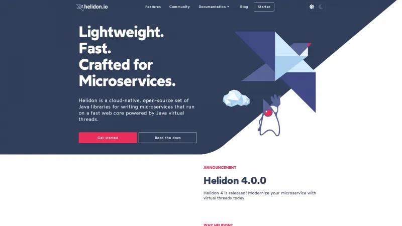 Homepage of Helidon