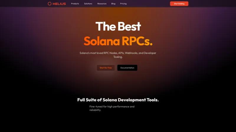 Homepage of Helius