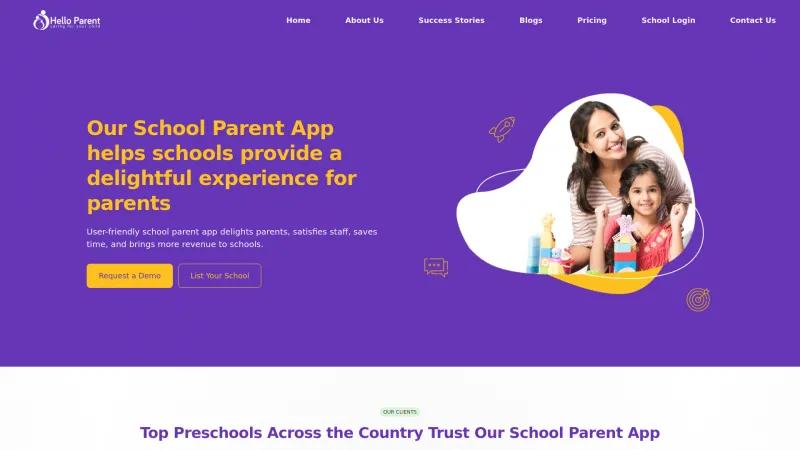 Homepage of Hello Parent