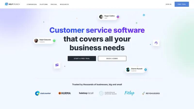 Homepage of HelpCrunch