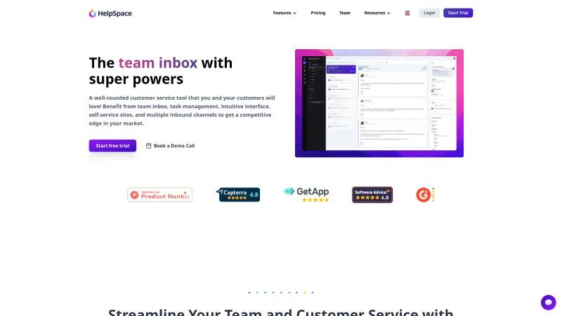 Homepage of HelpSpace