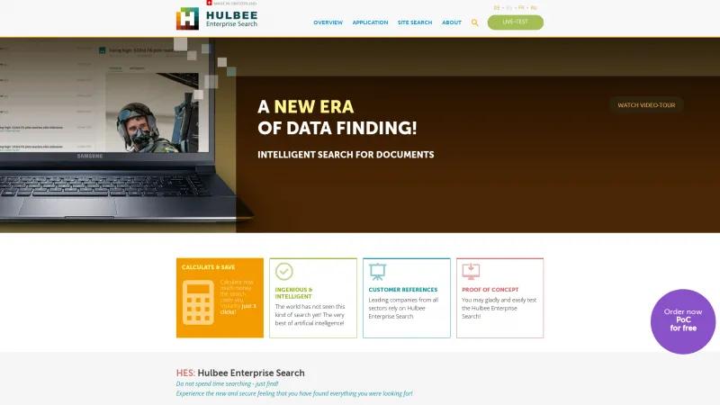 Homepage of Hulbee Enterprise Search