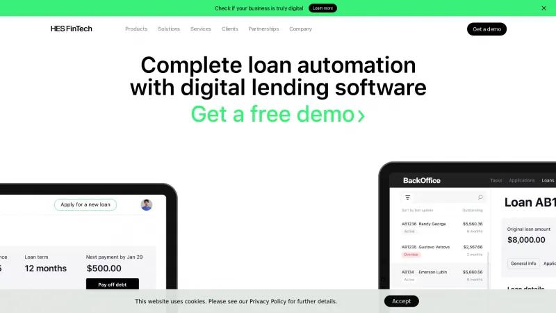 Homepage of HES FinTech