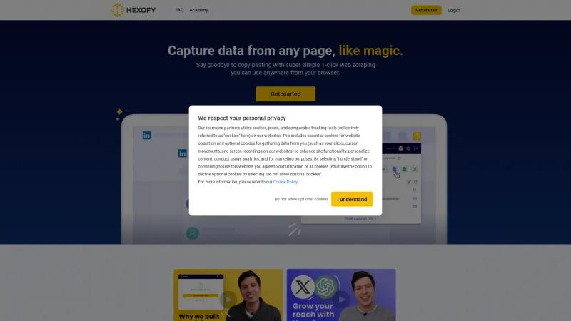 Homepage of Hexofy