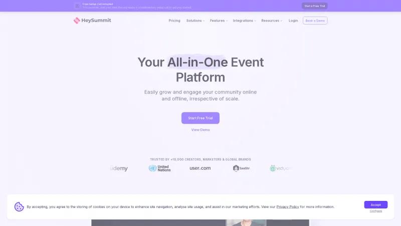 Homepage of HeySummit