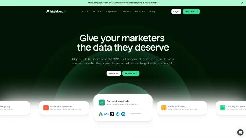 Homepage of Hightouch