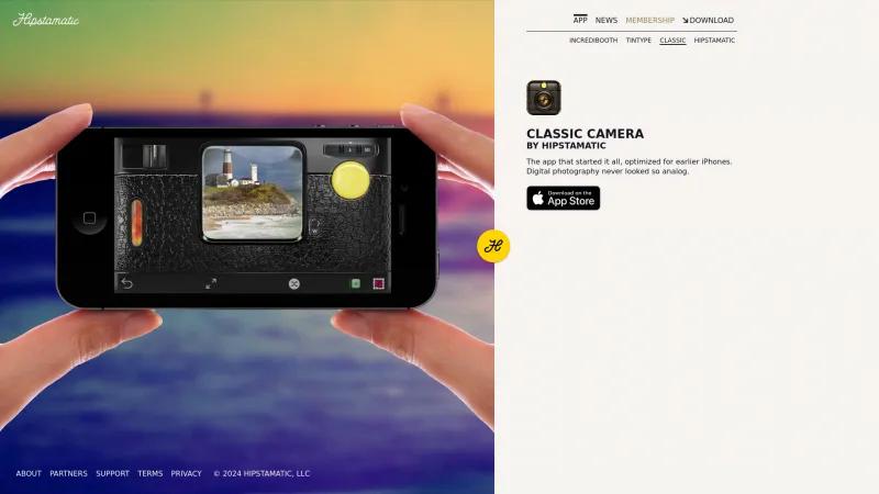 Homepage of Hipstamatic Classic