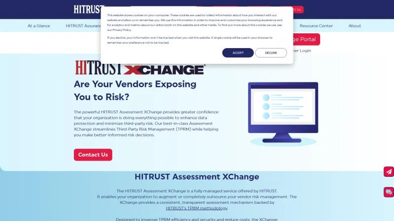 Homepage of HITRUST Assessment XChange