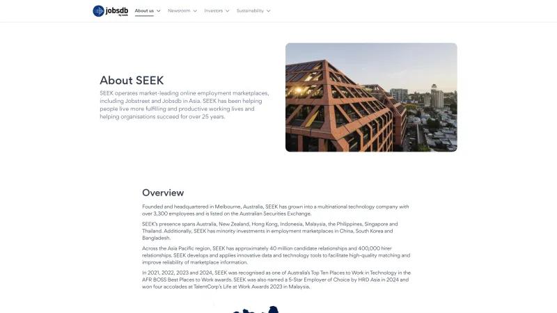 Homepage of JobsDB