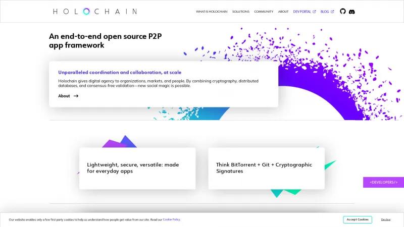 Homepage of Holochain