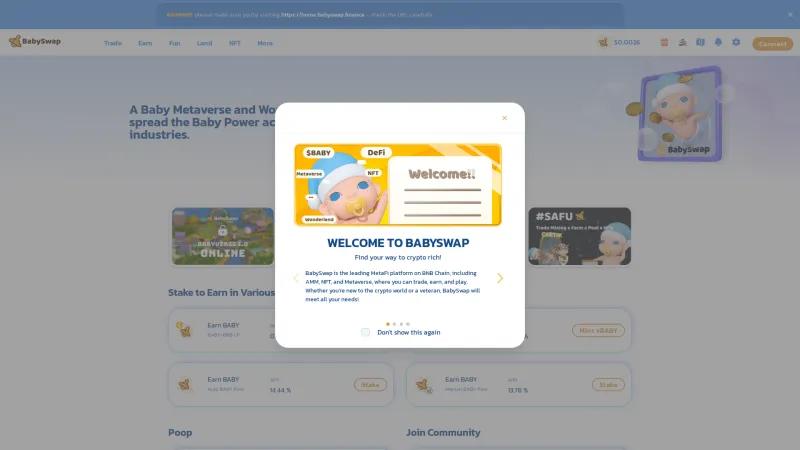 Homepage of BabySwap