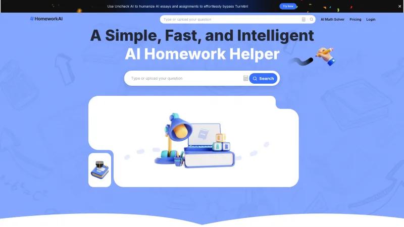 Homepage of Homework AI