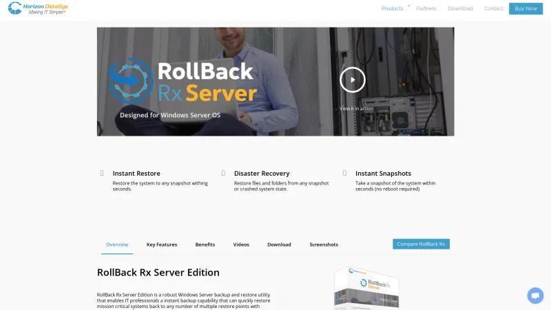 Homepage of RollBack Rx Server