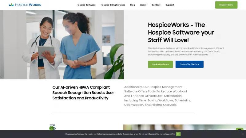 Homepage of HospiceWorks