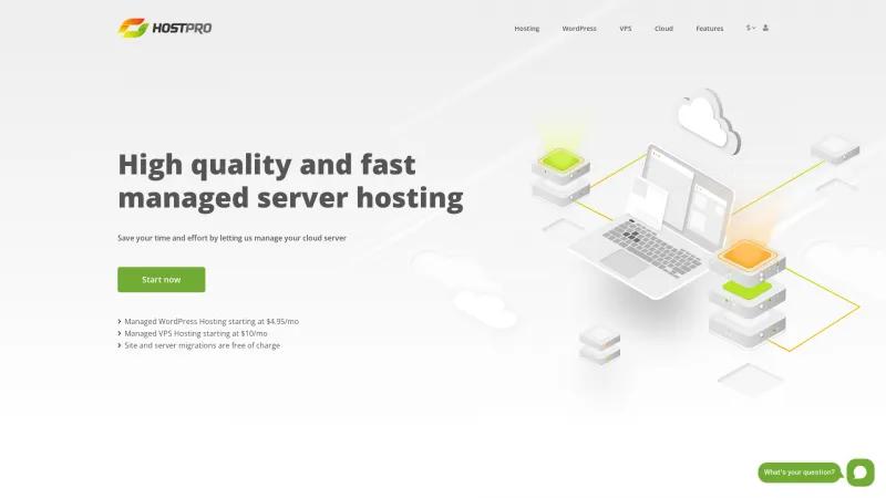 Homepage of HostPro