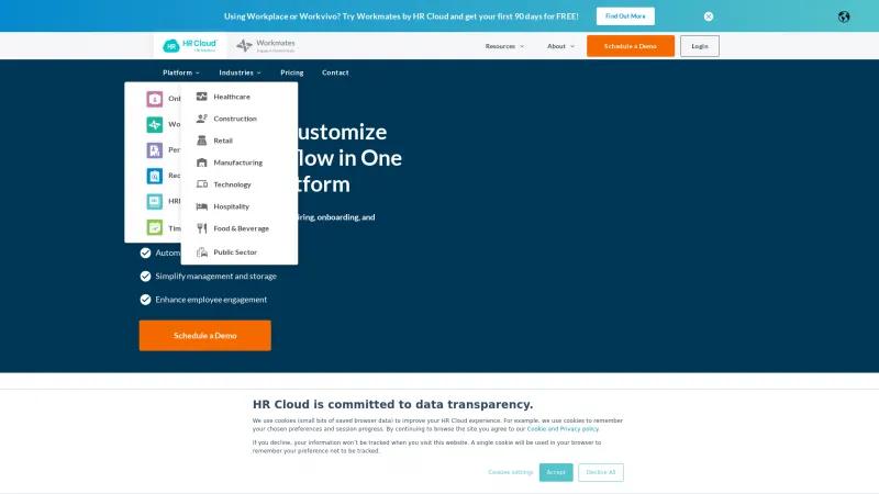 Homepage of HR Cloud