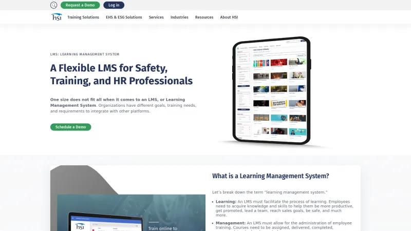 Homepage of HSI LMS