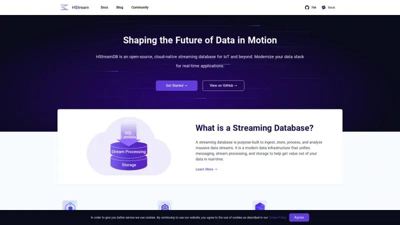 Homepage of HStreamDB