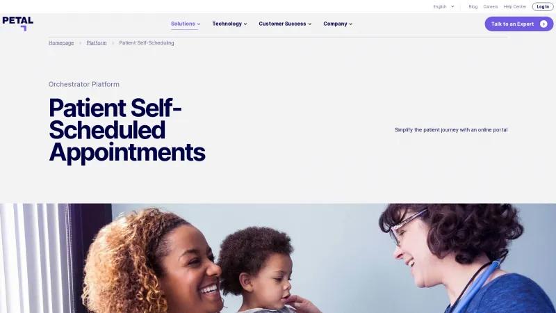 Homepage of Petal Patient Self-Scheduling