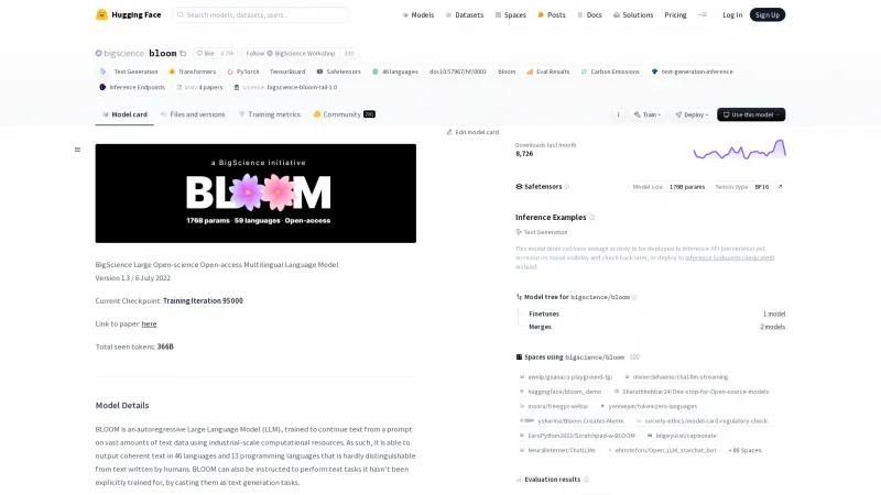 Homepage of BLOOM