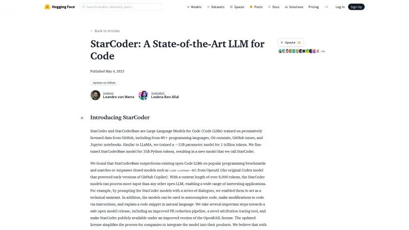 Homepage of StarCoder