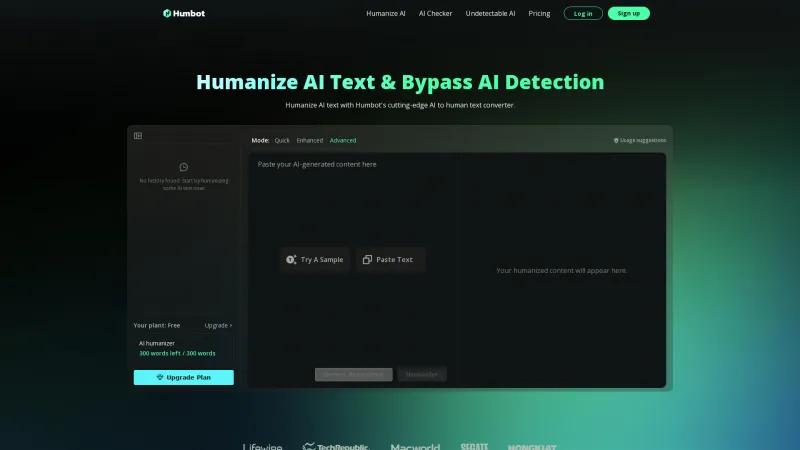 Homepage of Humbot