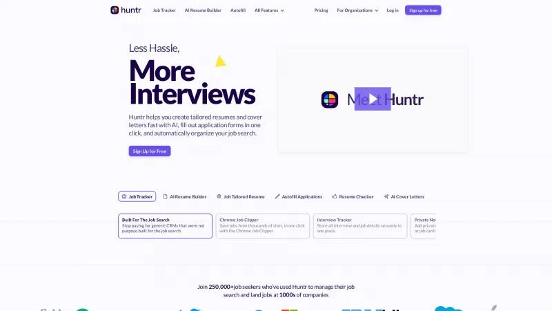 Homepage of Huntr