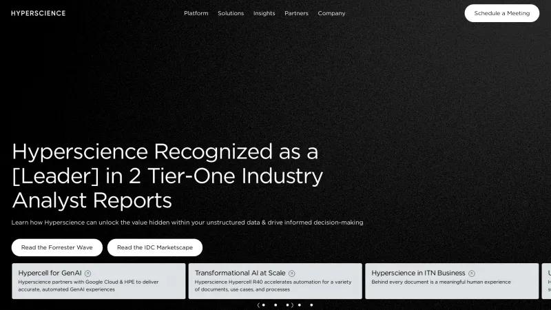 Homepage of Hyperscience