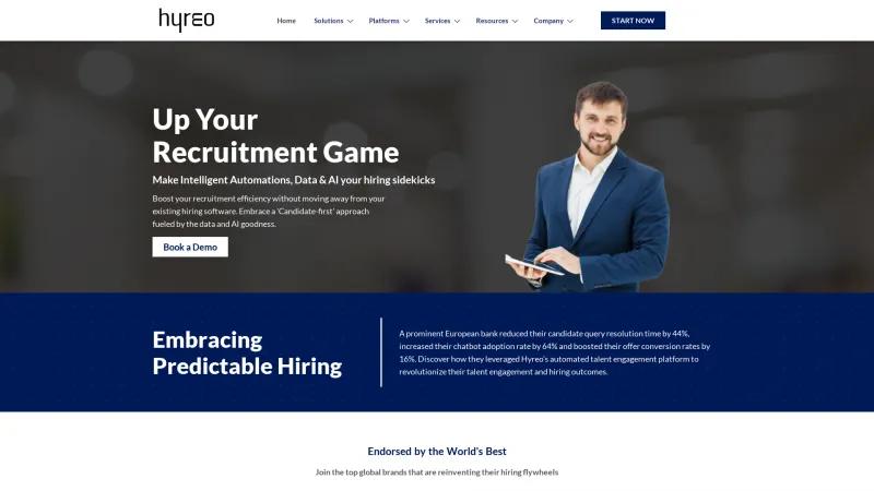 Homepage of Hyreo