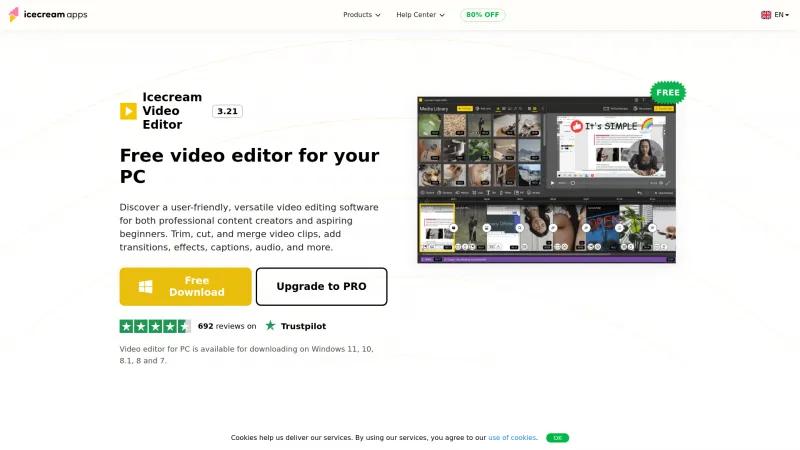 Homepage of Icecream Video Editor