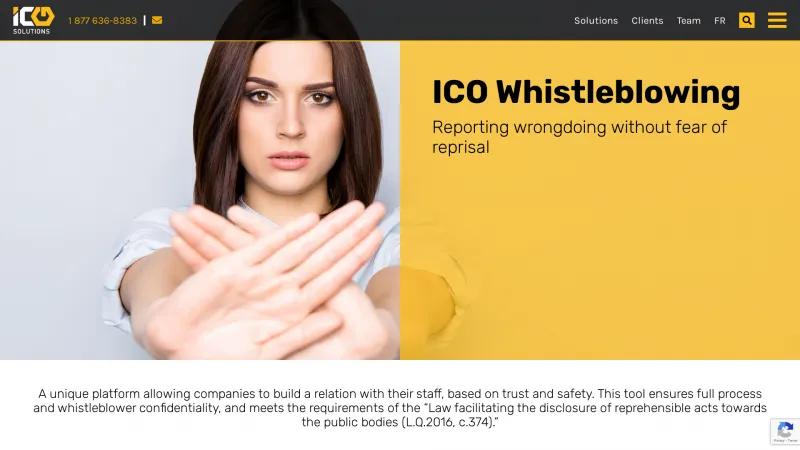 Homepage of ICO Whistleblowing