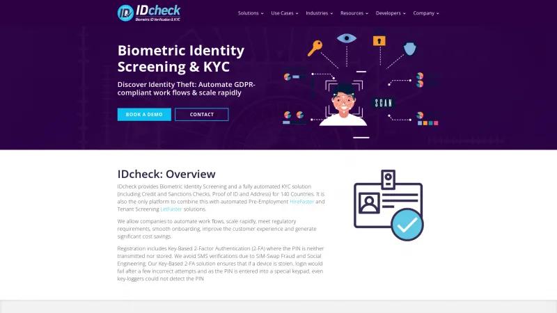 Homepage of IDcheck