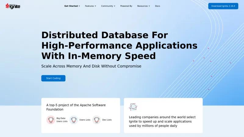 Homepage of Apache Ignite