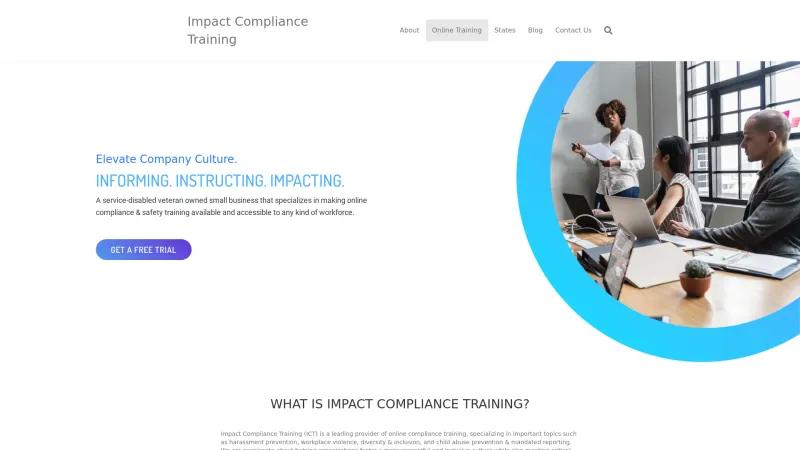 Homepage of Impact Compliance Training