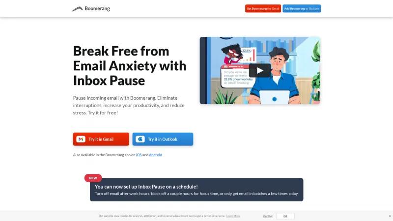 Homepage of Inbox Pause