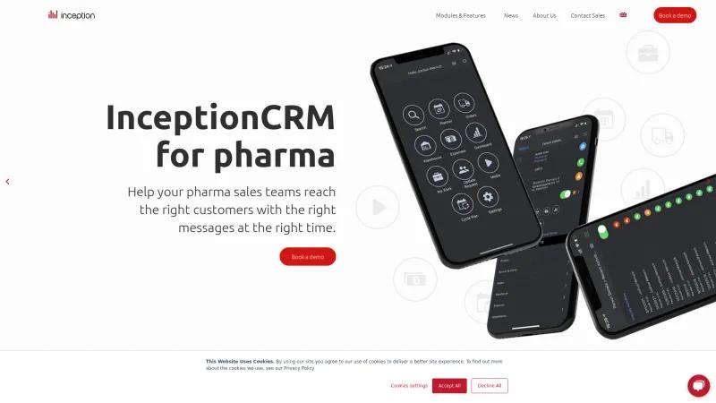 Homepage of Inception CRM