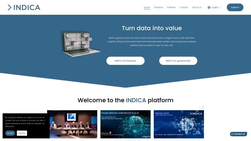 Homepage of INDICA Data Life Cycle Management